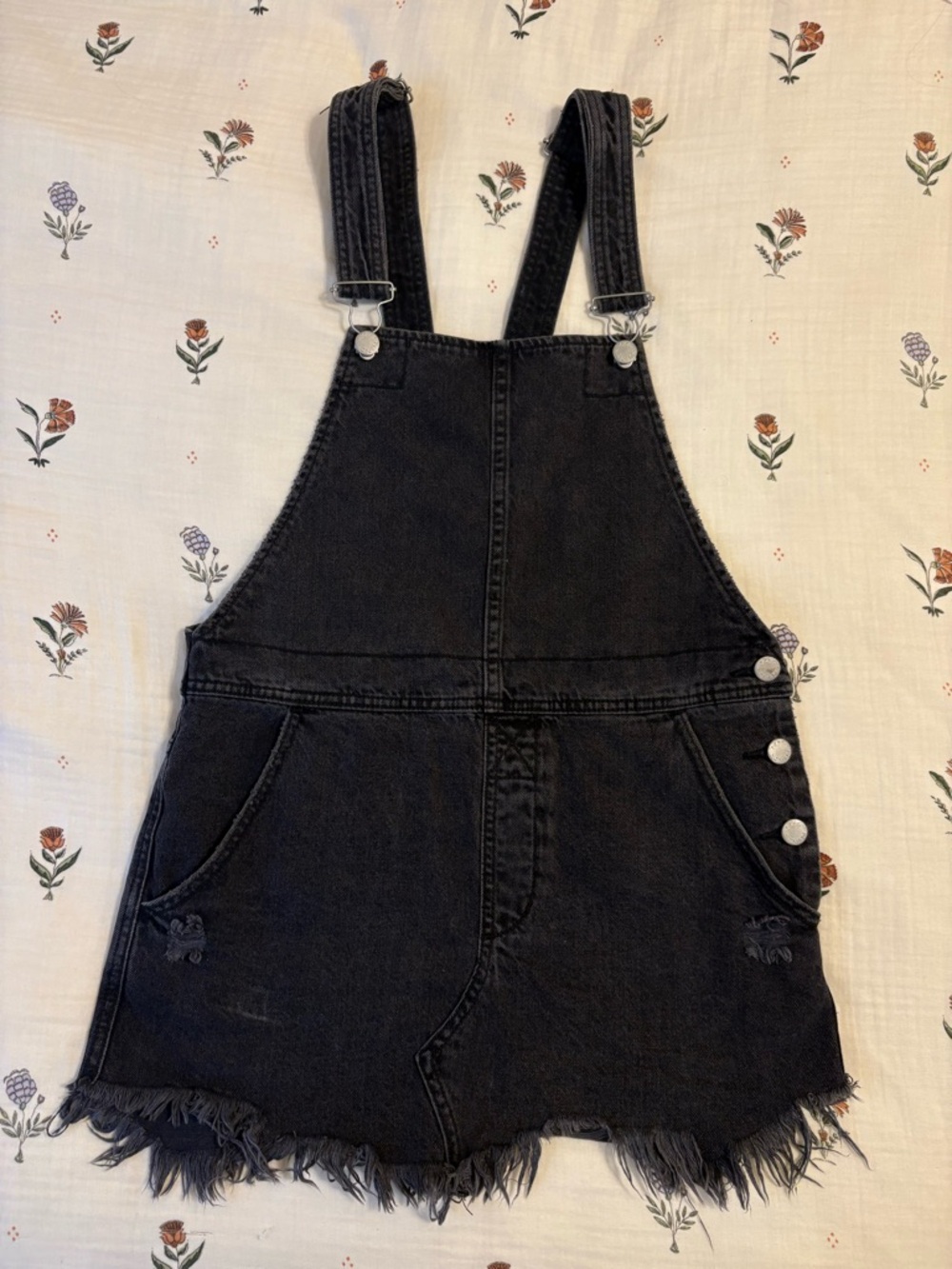 Free People Black Denim Overall Dress
